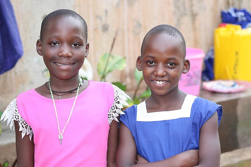 Cleire and her new friend Nadia at Stella Maris Boarding School