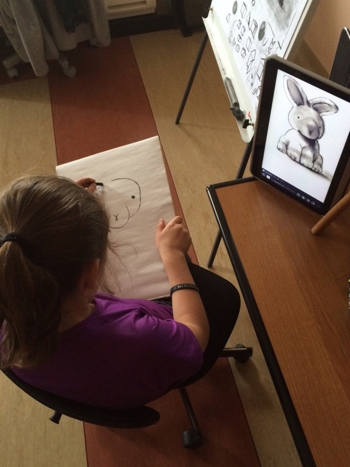 Starting out with a drawing of a bunny.